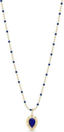 Zoë Chicco 14K Yellow Gold Lapis Lazuli Teardrop Necklace at Nordstrom, Size 18