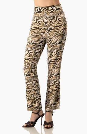 Ivonne Zebra Print Straight-Leg, High-Waist Ankle-Length Pants in Olive Green at Nordstrom, Size 14