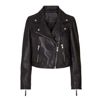 Lollys Laundry Lil LL Leather Jacket - Dames - Leren en Su&egrave;de Jassen - Zwart - XS - Leer - Jassen