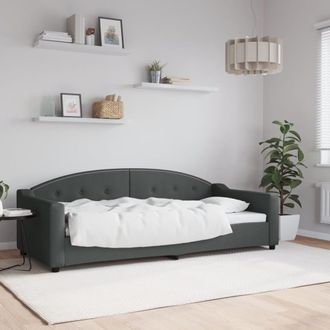 vidaXL Sof&aacute; Cama Sin Colch&oacute;n Tela Gris Oscuro 90x200 Cm Vidaxl