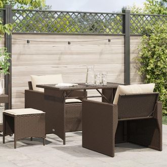 vidaXL Set De Sof&aacute;s De Jard&iacute;n 4 Pzas Y Cojines Rat&aacute;n Sint&eacute;tico Marr&oacute;n Vidaxl