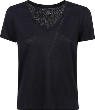 Majestic Filatures T-shirt met ronde hals - Dames - T-shirts - Blauw - M - Linnen - Tops