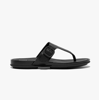 FitFlop GRACIE RUBBER-BUCKLE LEER Dames Tussenstuk Volledig Zwart