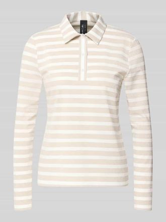 Marc Cain Longsleeve im Allover-Look mit Polokragen und Knopfleiste in Gold, Gr&ouml;&szlig;e 34