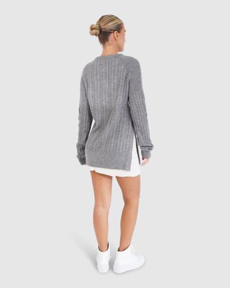 Belle & Bloom At Last Cable Knit Jumper With Slit