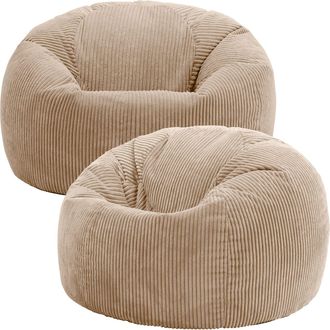 Icon Brand Kingston Classic Beanbag, Corduroy 2 Pack in Natural