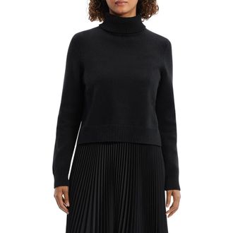 Theory Long Sleeve Mixed Media Dress in Black at Nordstrom Rack, Size 0