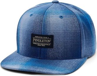 Pendleton Plaid Flat Brim Mens Hat Baseball Caps Blue Ombre, Cotton