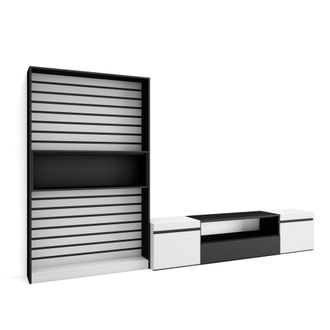 Skraut Home Skraut Home - Muebles De Sal&oacute;n Para Tv, Conjunto De Muebles Comedor, 310x186x35cm, Para Tv Hasta 80, Mueble Televisi&oacute;n, Estilo Moderno, Blanco Y Negro