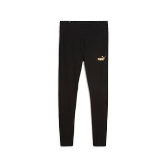 Puma Leggings PUMA ESS TAPE MINIMAL GOLD LEGGINGS, Damen, Gr. XS, N-Gr, schwarz (puma schwarz), Jersey, Obermaterial: 94% Baumwolle, 6% Elasthan, unifarben