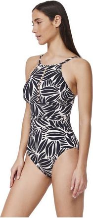 Gottex Comeback High Neck One Piece in Black-White at Nordstrom, Size 12