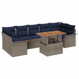 vidaXL Conjunto De Sof&aacute; De Jard&iacute;n 8 Pcs Gris Polirat&aacute;n Vidaxl