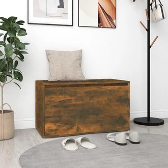 vidaXL Vidaxl - Banco Pasillo Madera Contrachapada Roble Ahumado 80x40x45 Cm