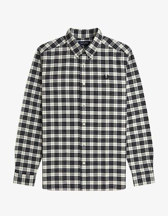 Fred Perry Mens Fred Perry M1743 Tartan Oxford Shirt - Ecru - Cream - Size: 42/Regular
