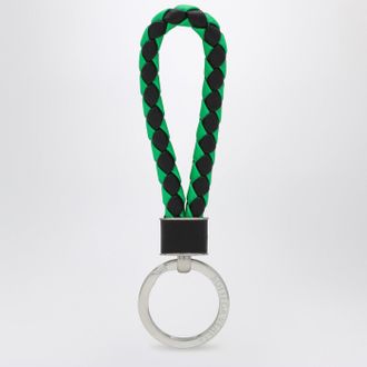 Bottega Veneta Black/Parakeet Green in Intrecciato Keyring