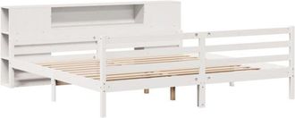 vidaXL Bookcase Bed without Mattress White 180x200 cm Super King Solid Wood Pine Vidaxl