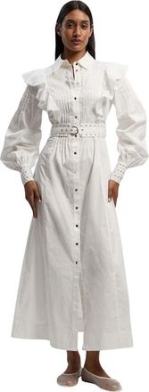 Karen Millen Cotton Studded Maxi Shirt Dress in White at Nordstrom, Size 10