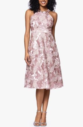 Betsy & Adam Sequin Soutache Lace Sleeveless Cocktail Dress in Blush at Nordstrom, Size 12