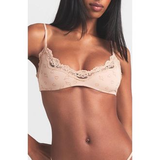 SKIMS Fits Everybody Lace Scoop Bralette in Mica Sketched Hearts at Nordstrom, Size X-Large