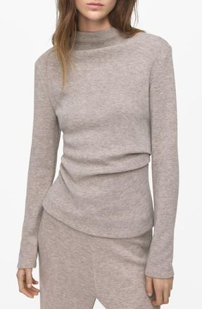 Mango Funnel Neck Sweatshirt in Brown/grey at Nordstrom, Size Large