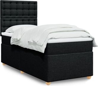 vidaXL Vidaxl - Cama Box Spring Con Colch&oacute;n Tela Negro 80x200 Cm