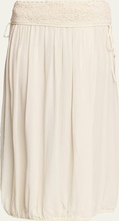 Isabel Marant Nilma Guipure Lace Crinkle Silk Midi Balloon Skirt