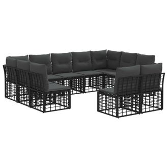 vidaXL Conjunto De Sof&aacute;s De Exterior Negro Y Gris Oscuro Poli&eacute;ster Vidaxl