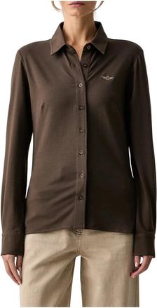 Aeronautica Klassiek Shirt - Dames - Overhemden - Bruin - XS - Katoen - Overhemden