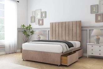 Comfort Beds Tokyo Naples Divan Base 2 Drawers - 54 Headboard in Light Brown | Size: Small Single