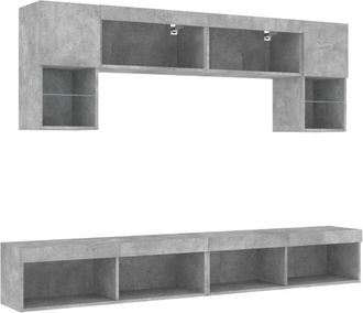 vidaXL Vidaxl - 6 Piece tv Wall Units with led Concrete Grey Engineered Wood
