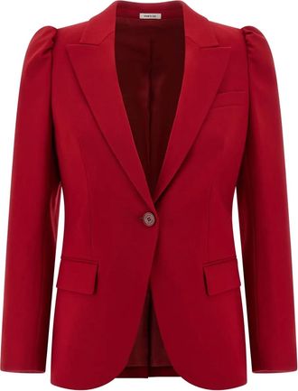 Alexander McQueen Blazer monopetto con maniche a palloncino - Rosso