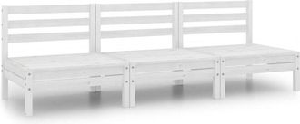 vidaXL 3 Piece Garden Lounge Set White Solid Pinewood vidaXL