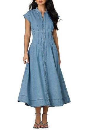 Wit & Wisdom Pleated Denim Midi Dress in Light Blue at Nordstrom, Size X-Large P