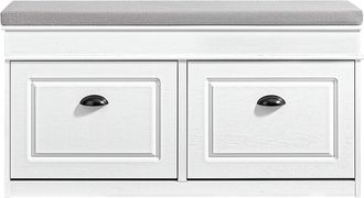 SoBuy Sobuy - Scarpiera Salvaspazio Slim da Ingresso Panca Contenitore con Cuscino, Cassapanca Scarpiera Regolabile per Camera, Corridoio, 104x24x51cm