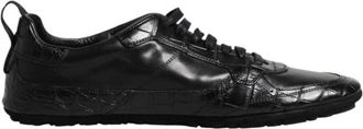 Dolce & Gabbana Luxe Leren Sneakers met Rubberen Zool - Heren - Sneakers - Zwart - 41 1/2 EU - Leer - Schoenen
