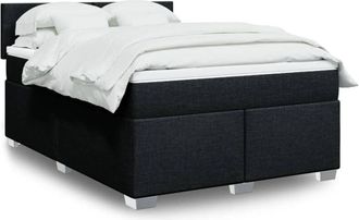 vidaXL Cama Box Spring Con Colch&oacute;n Tela Negro 140x200 Cm Vidaxl