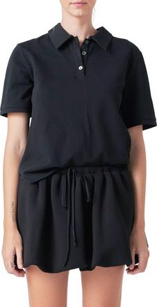 Grey Lab Cotton Piqué Polo in Black at Nordstrom, Size X-Small
