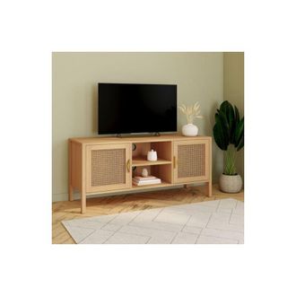 IDMarket Idmarket - Mueble Tv 2 Puertas Edhen 110 Cm Acabado Ca&ntilde;a