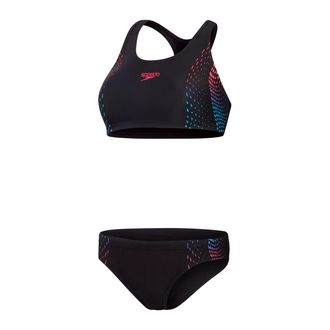Speedo Bandeau-Bikini SPEEDO PLMT 2PC AF BLACK/PURPLE, Damen, Gr. 42, N-Gr, schwarz, Obermaterial: 80% Polyamid, 20% Elasthan, Bikini-Sets Bandeau-Bikini, zw