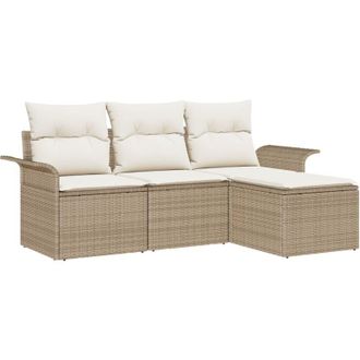 vidaXL Vidaxl - Garden Sofa Set 4 pcs Beige 55 x 55 x 37cm Poly Rattan