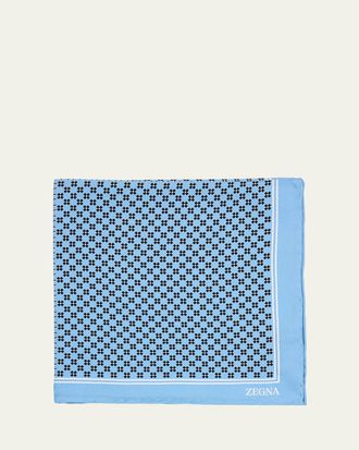 Ermenegildo Zegna Mens Petite Geometric Floral Silk Pocket Square