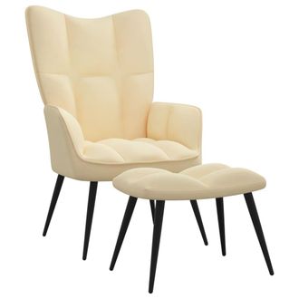vidaXL Poltrona Relax Con Poggiapiedi Bianco Crema In Velluto - Vidaxl