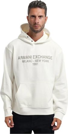 A|X Armani Exchange Pullover Hoodie - Heren - Hoodies - Wit - 2XL - Katoen - Hoodies & sweatvesten