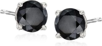 Ross-Simons Black Diamond Stud Earrings in Sterling Silver