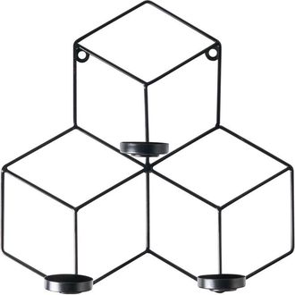 Beliani Candelero De Pared Con Estructura Met&aacute;lica 31 Cm Negro Tarouca