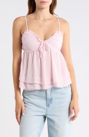 Madden Girl Double Tier Lace Trim Cami in Ballet Slipper at Nordstrom Rack, Size X-Large