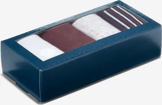 Cole Haan Womens 4-Pair Plaid/stripe Gift Box Socks - Blue