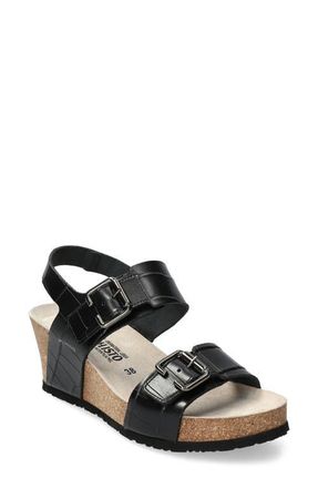 Mephisto Lissandra Platform Wedge Sandal in Blk Sonora at Nordstrom, Size 10