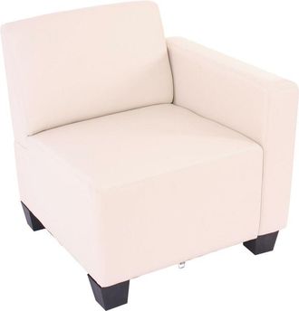 Hhg Panel Lateral Modular Derecho, Sill&oacute;n Con Reposabrazos Lyon, Polipiel, Crema