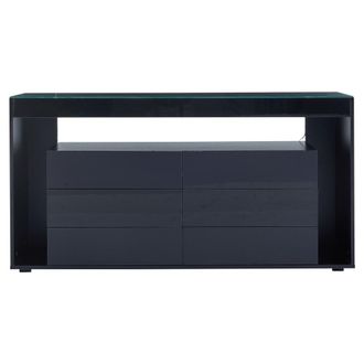 Urban Meuble Aparador de lujo lacado en negro con 6 cajones e iluminaci&oacute;n led